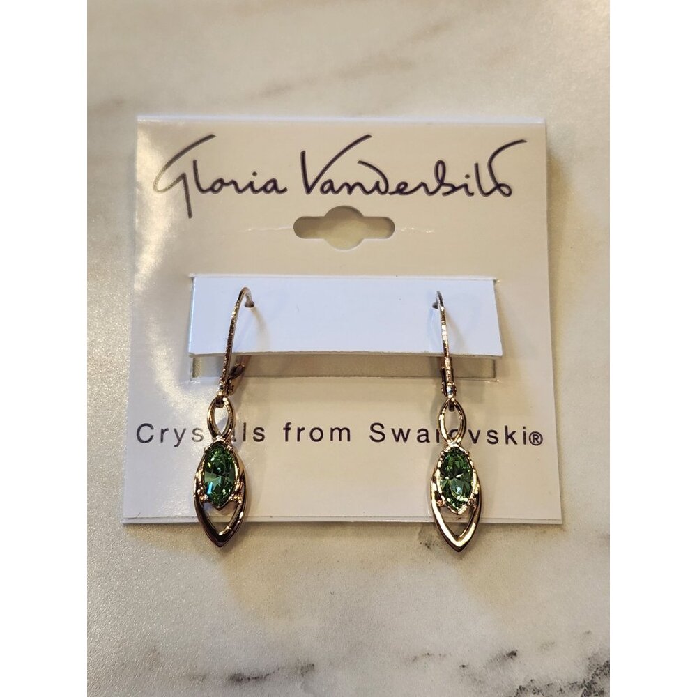 Gloria Vanderbilt Gold-Tone Green Crystal Drop Earrings With Swarovski Elements
